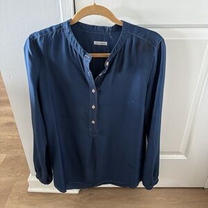 Navy Blue Women's Button-Up Top